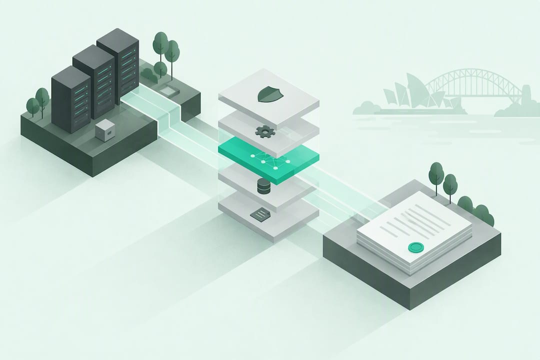 Isometric layers representing AI portability and contracts
