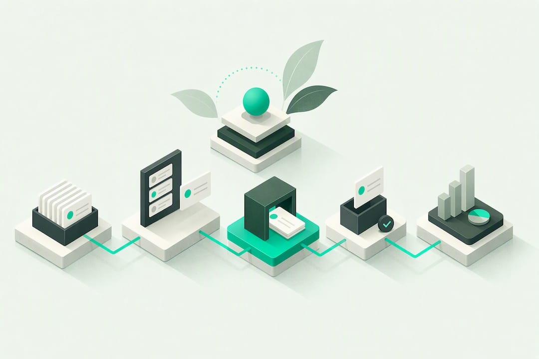 Five-stage AI workflow title card
