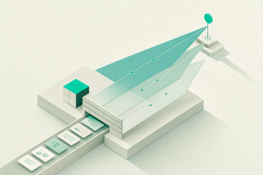 Isometric data-first forecasting title card